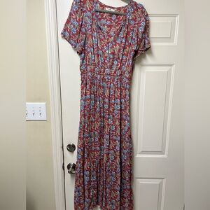 Natural Life - bella maxi dress - red olive leaf size L